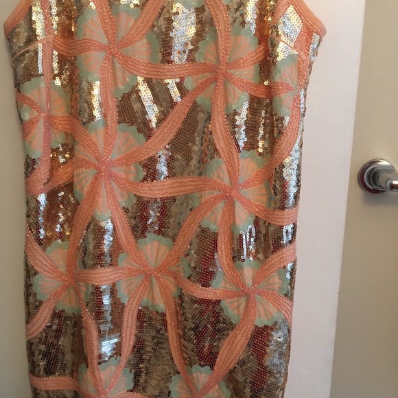 Gorgeous Peach sequinned party dress - Picture 5 of 12